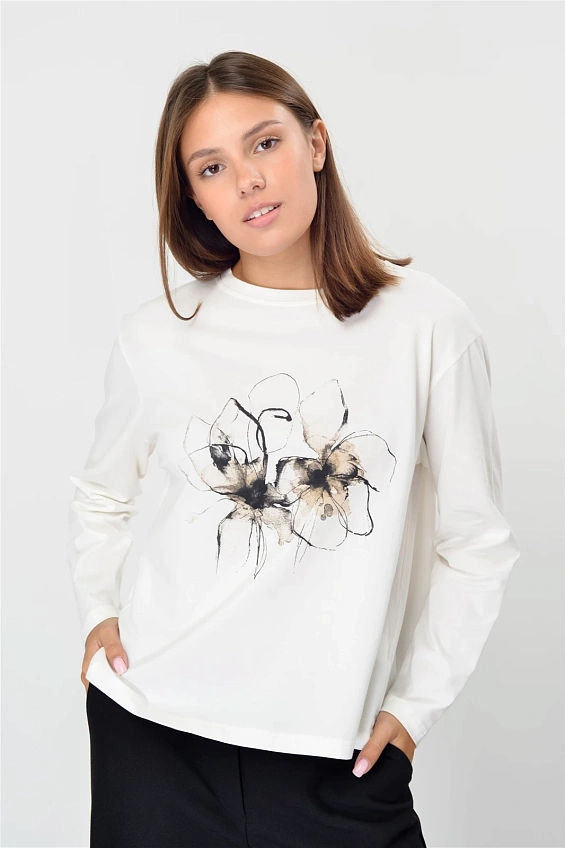 Футболка женская с длинным рукавом 1148.2.XE Печать оптом от производителя Ledinika